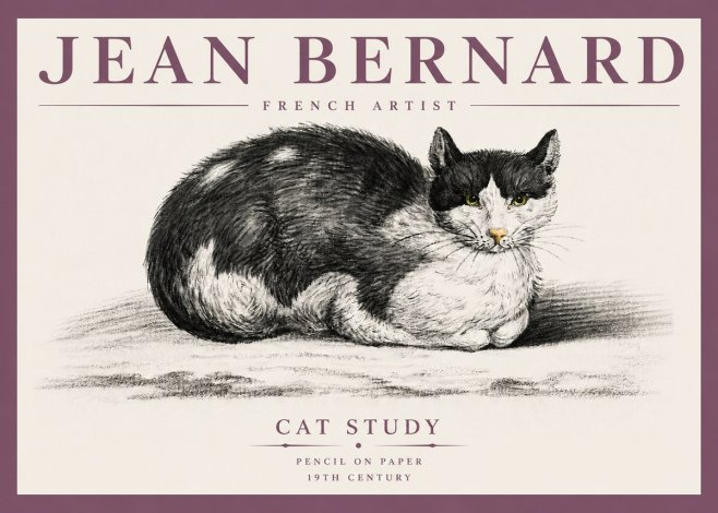 Jean Bernard Cat Study II No4 - Affiche