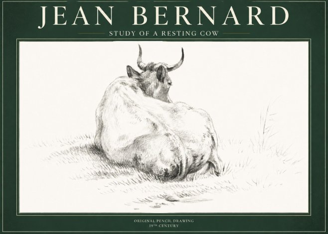 Jean Bernard Study of a Resting Cow I No1 - Affiche