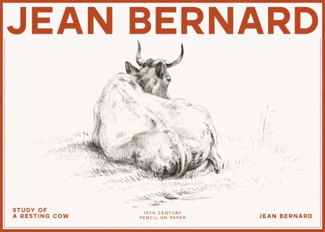 Jean Bernard Study of a Resting Cow I No2 - Affiche