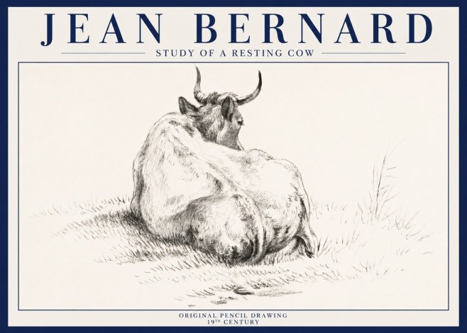 Jean Bernard Study of a Resting Cow I No3 - Affiche