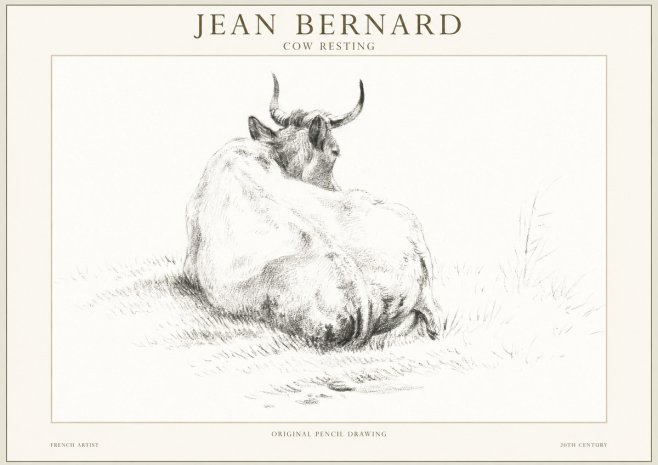 Jean Bernard Study of a Resting Cow I No5 - Affiche