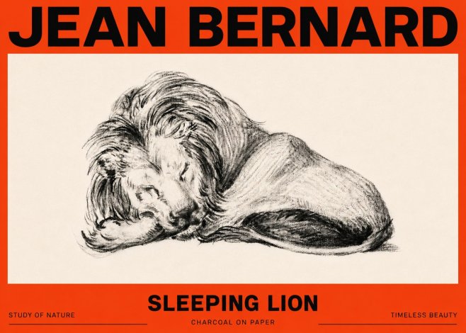 Jean Bernard Sleeping Lion No6 - Affiche