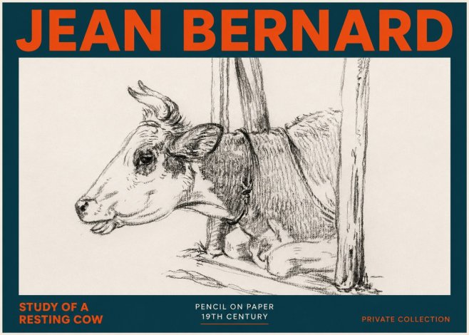 Jean Bernard Study of a Resting Cow II No5 - Affiche