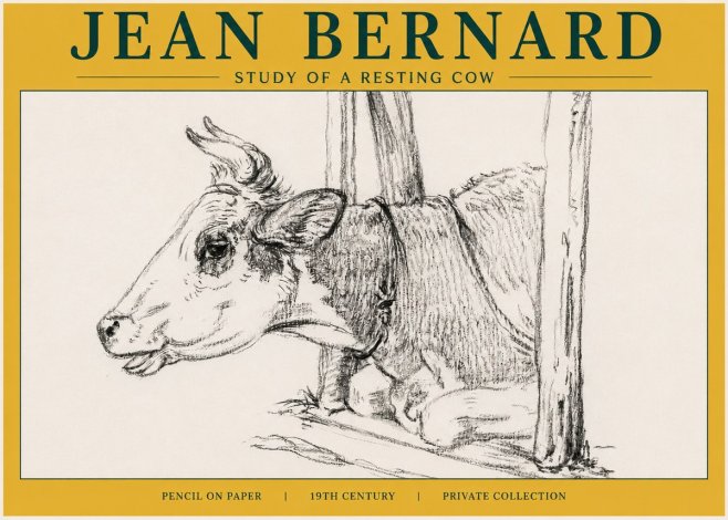 Jean Bernard Study of a Resting Cow II No6 - Affiche