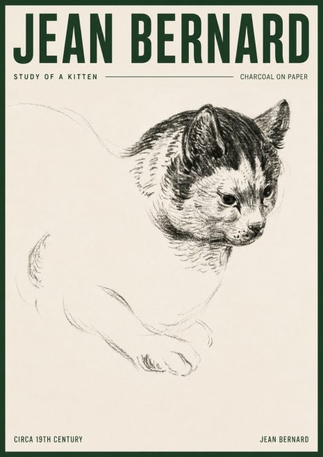 Jean Bernard Study of a Kitten I No3 - Affiche