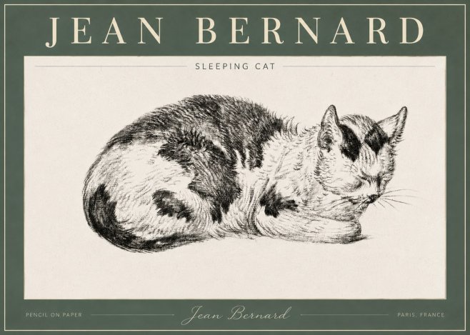 Jean Bernard Sleeping Cat I No4 - Affiche