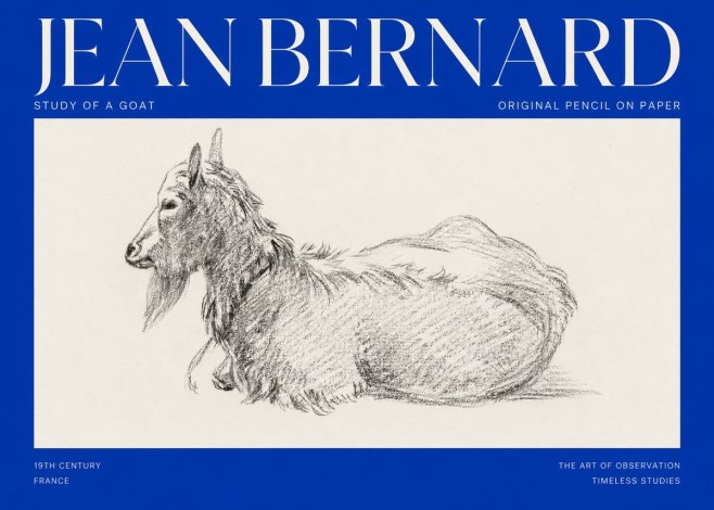 Jean Bernard Study of a Goat I No2 - Affiche
