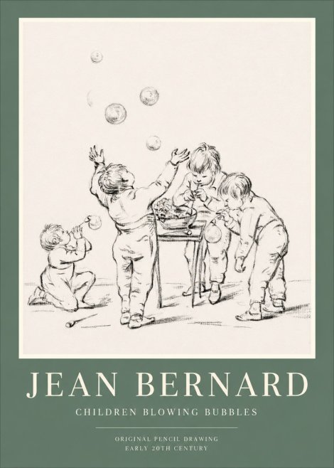 Jean Bernard Children Blowing Bubbles No1 - Affiche