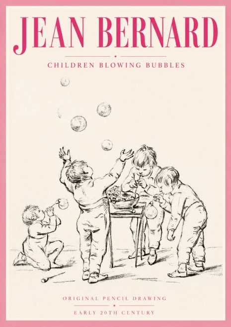 Jean Bernard Children Blowing Bubbles No5 - Affiche