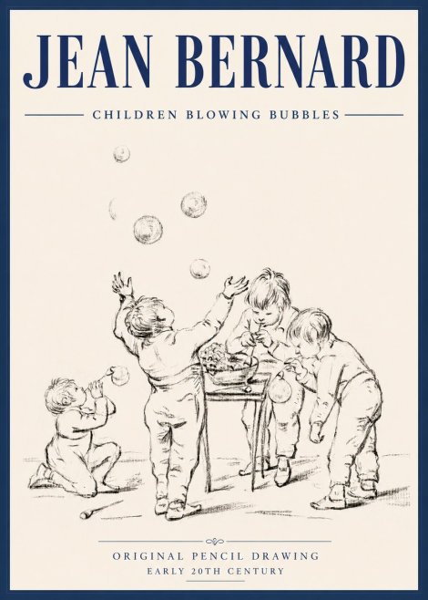 Jean Bernard Children Blowing Bubbles No6 - Affiche