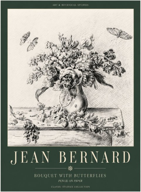 Jean Bernard Floral Still Life with Insects No3 - Affiche