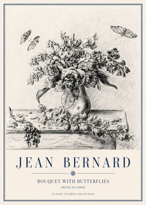Jean Bernard Floral Still Life with Insects No5 - Affiche