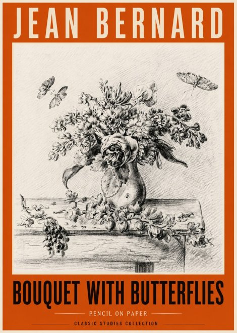 Jean Bernard Floral Still Life with Insects No6 - Affiche