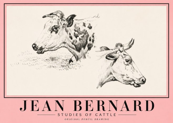 Jean Bernard Studies of Cattle I No5 - Affiche