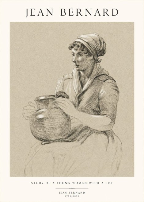 Jean Bernard Study of a Young Woman with a Pot No1 - Affiche