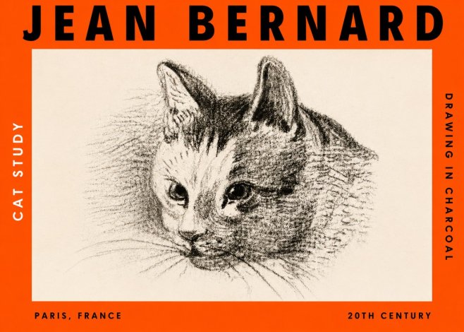 Jean Bernard Cat Study III No3 - Affiche