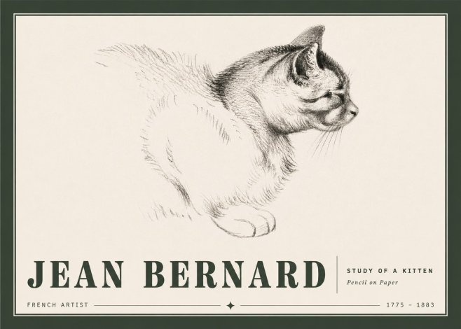 Jean Bernard Study of a Kitten II No5 - Affiche