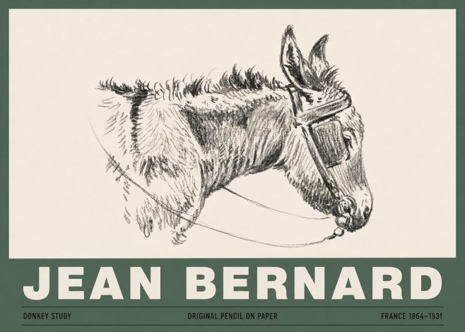 Jean Bernard Donkey Study II No3 - Affiche