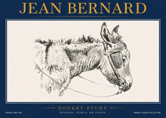 Jean Bernard Donkey Study II No4 - Affiche