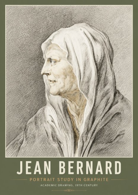 Jean Bernard Profile Study of a Hooded Figure No6 - Affiche