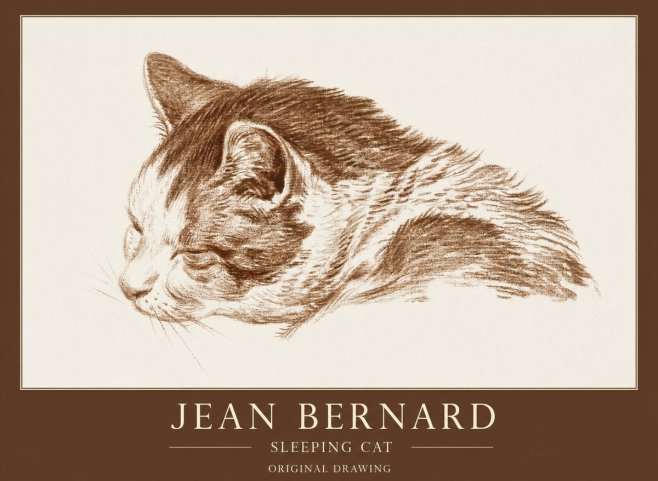 Jean Bernard Sleeping Cat II No1 - Affiche