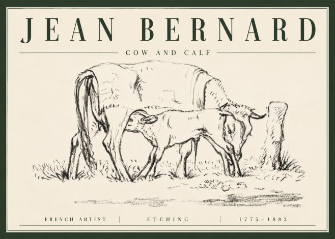 Jean Bernard Cow and Calf I No6 - Affiche