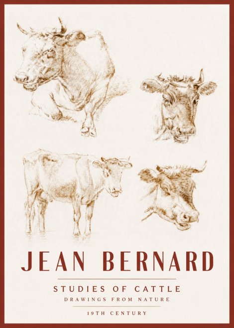 Jean Bernard Studies of Cattle II No3 - Affiche