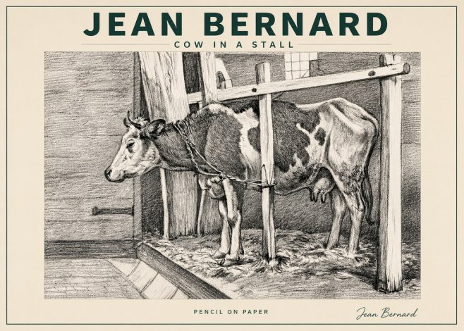 Jean Bernard Cow in a Stall No3 - Affiche