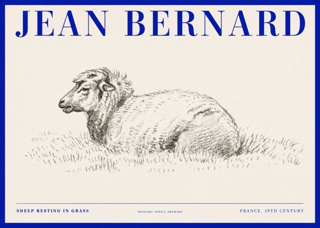 Jean Bernard Sheep Resting in Grass No2 - Affiche