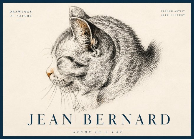 Jean Bernard Study of a Cat I No3 - Affiche