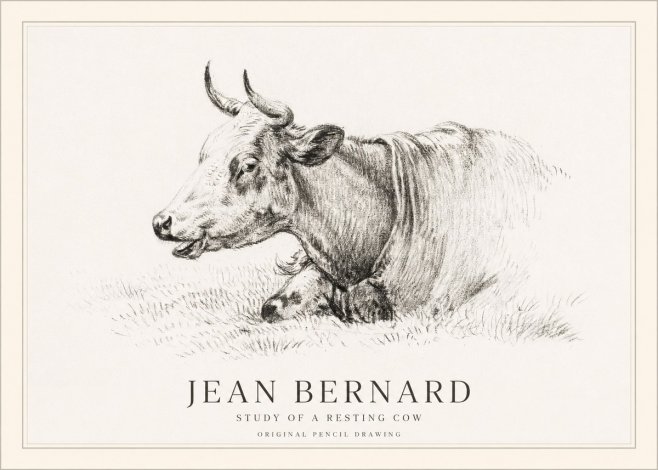 Jean Bernard Study of a Resting Cow IV No1 - Affiche