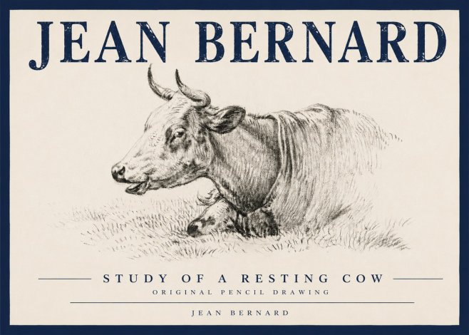 Jean Bernard Study of a Resting Cow IV No4 - Affiche