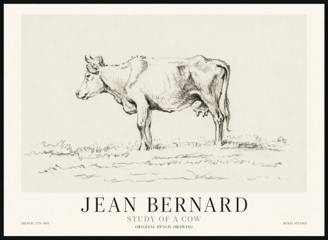 Jean Bernard Study of a Cow III No1 - Affiche