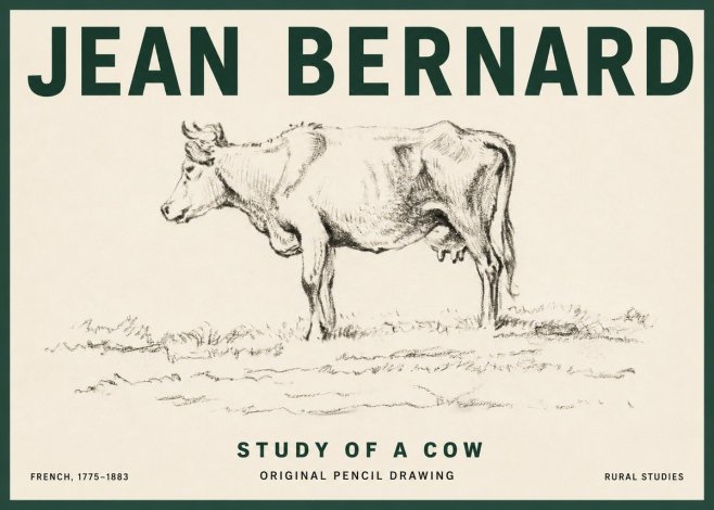 Jean Bernard Study of a Cow III No3 - Affiche