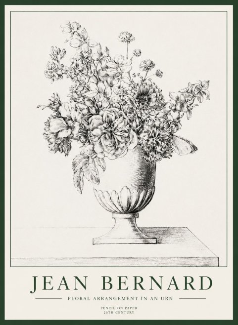 Jean Bernard Floral Arrangement in an Urn No1 - Affiche