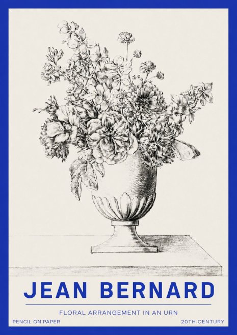 Jean Bernard Floral Arrangement in an Urn No2 - Affiche
