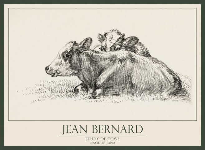 Jean Bernard Study of Cows No1 - Affiche