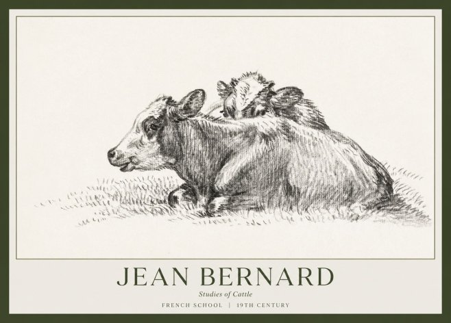 Jean Bernard Study of Cows No2 - Affiche