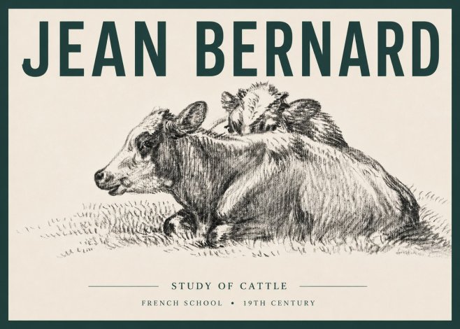 Jean Bernard Study of Cows No6 - Affiche