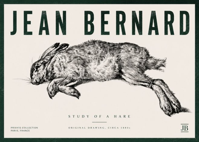 Jean Bernard Study of a Rabbit No6 - Affiche