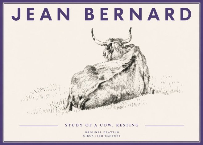 Jean Bernard Resting Bovine - Study in Graphite No5 - Affiche