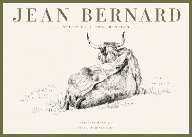 Jean Bernard Resting Bovine - Study in Graphite No6 - Affiche