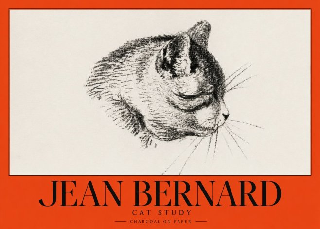 Jean Bernard Cat Study IV No3 - Affiche