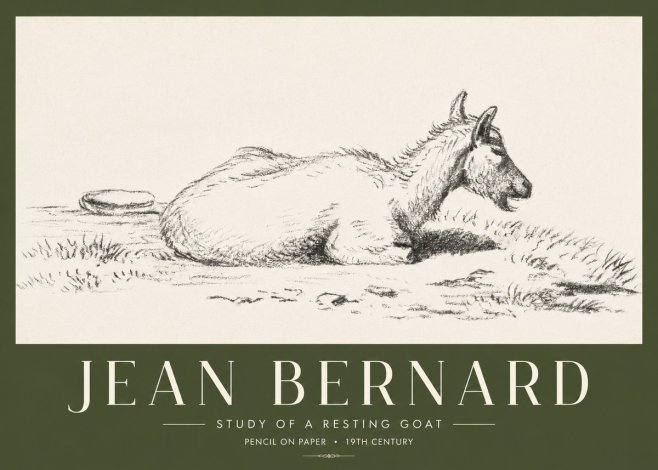 Jean Bernard Study of a Resting Goat No4 - Affiche
