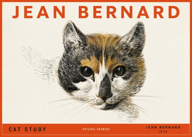 Jean Bernard Study of a Cat II No4 - Affiche