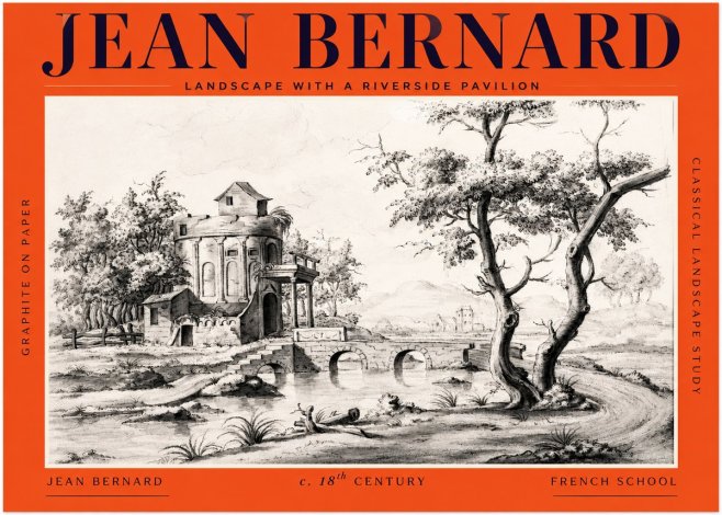 Jean Bernard Riverside Landscape with Bridge and Tower No3 - Affiche