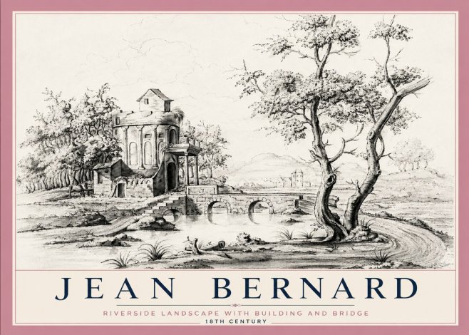 Jean Bernard Riverside Landscape with Bridge and Tower No6 - Affiche