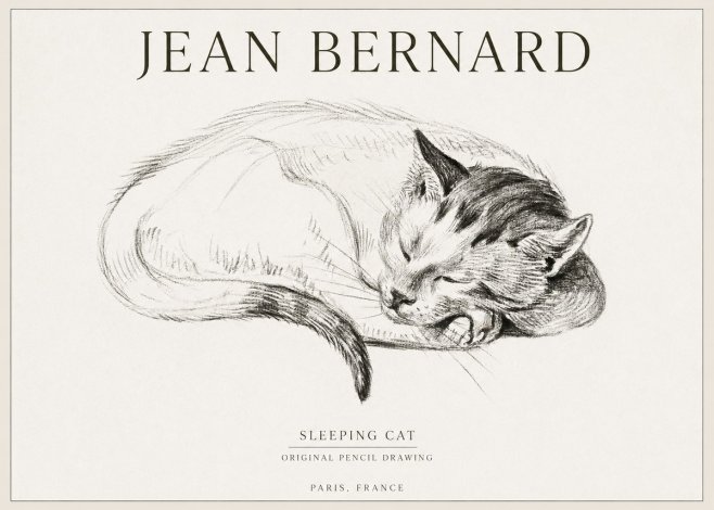 Jean Bernard Sleeping Cat IV No1 - Affiche