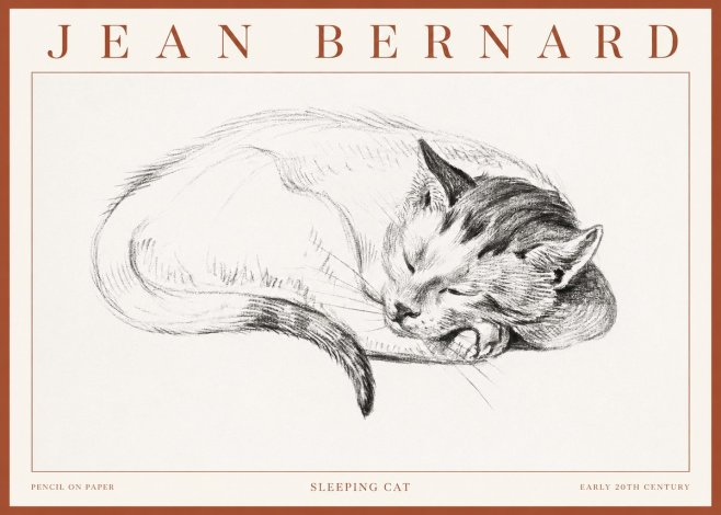 Jean Bernard Sleeping Cat IV No3 - Affiche
