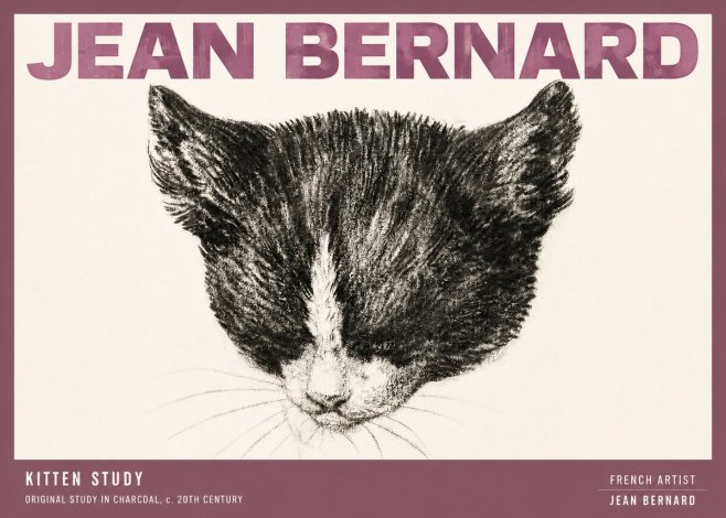Jean Bernard Cat Study V No6 - Affiche